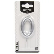  0-s szám gyertya EZÜST 6 cm party kellék