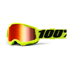 100% Gyerek Motocross szemüveg 100% STRATA 2 fluo sárga (piros tükör plexiüveg) motoros szemüveg