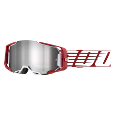 100% Motocross szemüveg 100% ARMEGA túlméretezett mély fehér-piros (ezüst plexi) motoros szemüveg