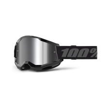 100% STRATA 2 New motokrossz szemüveg fekete (ezüst plexi) motoros szemüveg