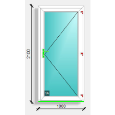  100x210 befelé nyíló tele üveges balkonszárnyas bejárati ajtó Rehau Euro design nyílászáró