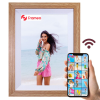  10,1 hüvelykes digitális képkeret, Zadabso®, 32 GB, Android 6.0, érintőképernyő 1280 x 800 HD IPS, Frameo alkalmazás, MicroSD, fénykép/videó, hangszóró, fehér, fakeretes kerettel.