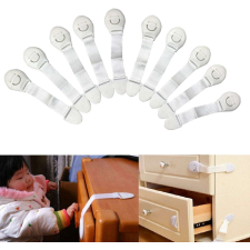  10 darab fehér gyerekzár hűtőzár, szekrényzár, fiókzár bababiztonság