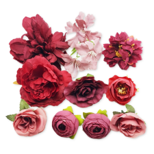  10 darabos selyemvirág, művirág szett tortához – Bordó party kellék