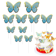  10 darabos torta dekoráció, torta beszúró – Pillangó – Kék party kellék