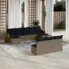  10 db szürke polyrattan kerti kanapégarnitúra párnákkal