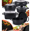  10 elemes multifunkciós, fekete alumínium edénykészlet, indukciós és sütőkompatibilis, tapadásmentes bevonattal