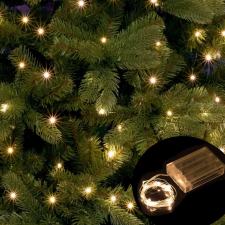 10 méteres elemes micro LED fényfüzér, 100db LED, Meleg fehér karácsonyfa izzósor