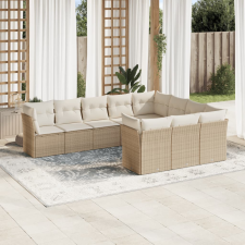10 részes bézs polyrattan kerti ülőgarnitúra párnával kerti bútor