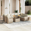  10 részes bézs polyrattan kerti ülőgarnitúra párnával