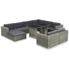 10-részes szürke polyrattan kerti bútorszett párnákkal kerti bútor