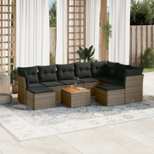  10 részes szürke polyrattan kerti ülőgarnitúra párnákkal kerti bútor