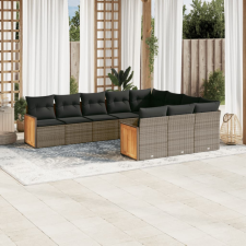 10 részes szürke polyrattan kerti ülőgarnitúra párnákkal kerti bútor