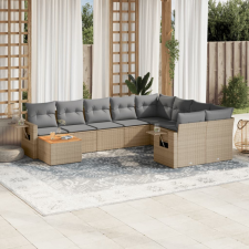  10 részes vegyes bézs polyrattan kerti ülőgarnitúra párnákkal kerti bútor