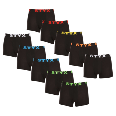  10PACK Fekete férfi boxeralsó Styx sport gumi (10G9601) L