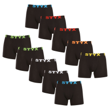 10PACK Fekete long férfi boxeralsó Styx sport gumi (10U9601) M férfi alsó