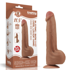 11.5'' King Sized Sliding Skin Dual Layer Dong Brown műpénisz, dildó