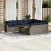  11 db szürke polyrattan kerti kanapégarnitúra párnákkal