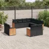  11 részes fekete polyrattan kerti ülőgarnitúra párnákkal