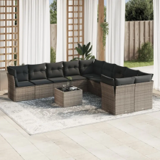  11 részes szürke polyrattan kerti ülőgarnitúra párnákkal kerti bútor