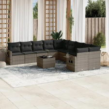  11 részes szürke polyrattan kerti ülőgarnitúra párnákkal kerti bútor