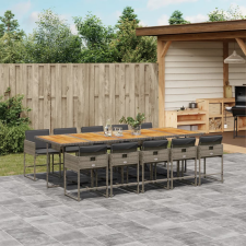  11 részes szürke polyrattan kerti ülőgarnitúra párnákkal kerti bútor
