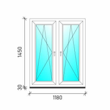120×150 Tokosztott nyb/nyb műanyag ablak nyílászáró