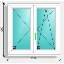  120x120 középen felnyíló nyíló nyíló-bukó ablak Rehau synego 80 nyílászáró