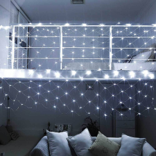 128 LED-es hálós fényfüzér hidegfehér karácsonyi dekoráció