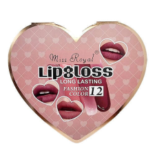 12 ellenálló rúzsból álló készlet, Miss Royal, divatszínezék, E-vitamin rúzs, szájfény