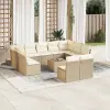  12 részes bézs polyrattan kerti ülőgarnitúra párnákkal