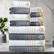  12 részes Crown törölköző szett szürke-fehér RP8527676-SZF lakástextília