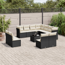 12 részes fekete polyrattan kerti ülőgarnitúra párnákkal kerti bútor