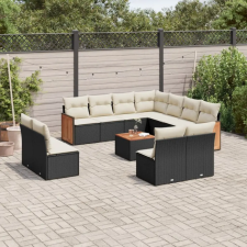  12 részes fekete polyrattan kerti ülőgarnitúra párnákkal kerti bútor