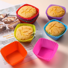 12 részes színes szilikon muffin sütőforma - szögletes sütés és főzés