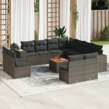  12 részes szürke polyrattan kerti ülőgarnitúra párnákkal kerti bútor