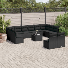 13 részes fekete polyrattan kerti ülőgarnitúra párnákkal kerti bútor