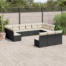 13 részes fekete polyrattan kerti ülőgarnitúra párnákkal kerti bútor