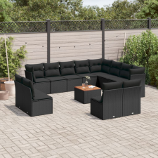 13 részes fekete polyrattan kerti ülőgarnitúra párnákkal kerti bútor