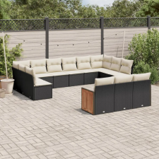 13 részes fekete polyrattan kerti ülőgarnitúra párnákkal kerti bútor