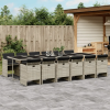  13 részes szürke polyrattan kerti étkezőgarnitúra párnákkal