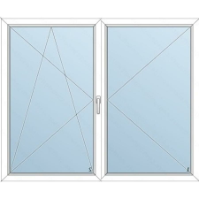  148x118 Műanyag kétszárnyas ablak / NY-BNY / 3 réteg üvegezés / KFS nyílászáró