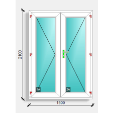 150x210 befelé nyíló üveges bejárati ajtó Deceuninck Elegant 76 nyílászáró