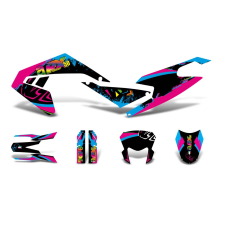 15158 Dekor / matricakészlet fekete-rózsaszín-kék matt Aprilia RX50 2018- Euro4-hez egyéb motorkerékpár alkatrész
