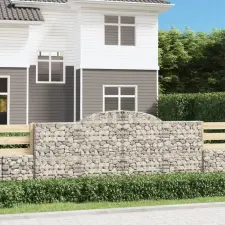  15 db íves horganyzott vas gabion kosár 300x50x120/140 cm kerti tárolás