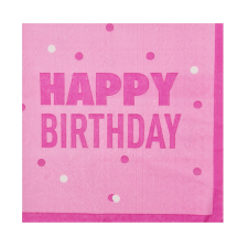  16 darabos papír szalvéta – Happy Birthday – Rózsaszín mintás szalvéta