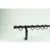  16 mm Ø Kansas függönykarnis szett, 1 soros, fekete, lapostartóval (160 cm)
