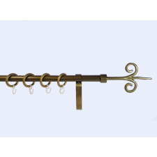 16 mm Ø Kecskemét függönykarnis szett, 1 soros, bronz, lapostartóval (120 cm) karnis, függönyrúd