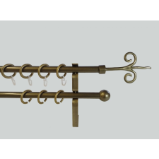 16 mm Ø Kecskemét karnis szett, 2 soros, bronz, lapostartóval (220 cm) karnis, függönyrúd