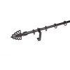  16 mm Ø Pápa függönykarnis szett, 1 soros, fekete, lapostartóval (160 cm)